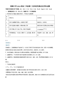 湖南省长沙市周南中学2023-2024学年高三化学上学期第二次阶段性测试试题（Word版附解析）