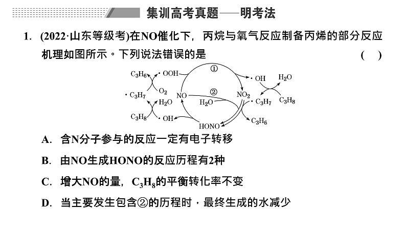 2024届高考化学一轮复习 第七章 化学反应速率与化学平衡  第2讲 催化剂的反应机理与能垒图像课件PPT02