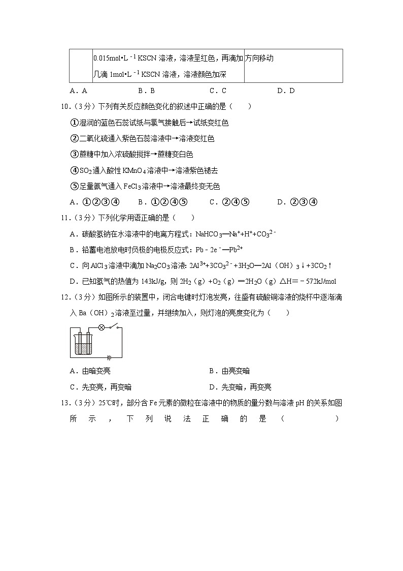 2024河南省实验中学高二上学期10月月考试题化学含解析03