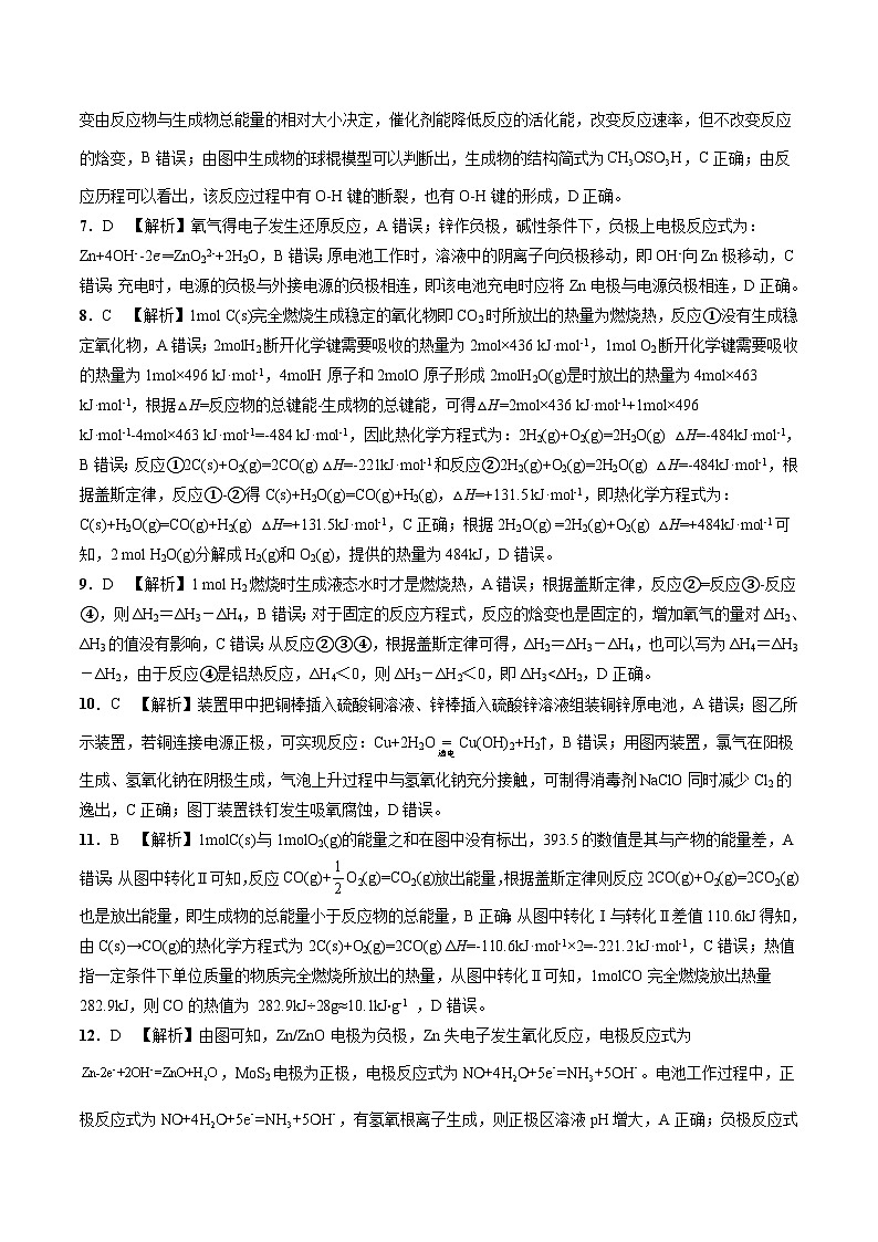 （苏教版2019江苏专用）2023-2024学年高二化学上学期 第一次月考卷02