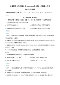 安徽师范大学附属中学2022-2023学年高一化学上学期期中试题（Word版附解析）