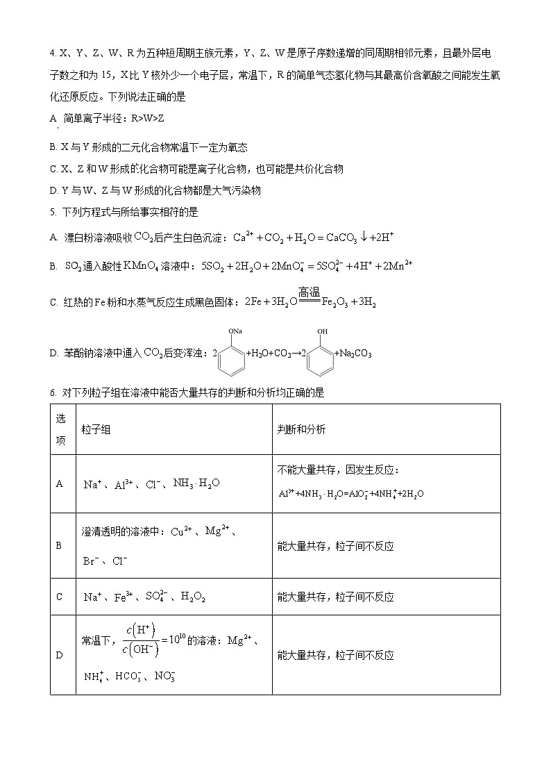 贵州省贵阳市第一中学2024届高三上学期适应性月考（二）化学试题02