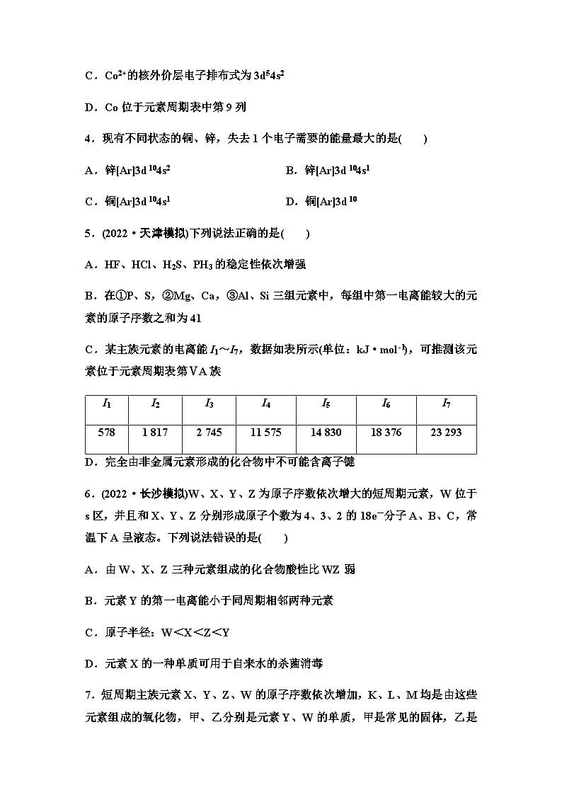 2024届高考化学一轮复习 课时分层作业25　元素周期表(律)与化学键（含答案）第2页