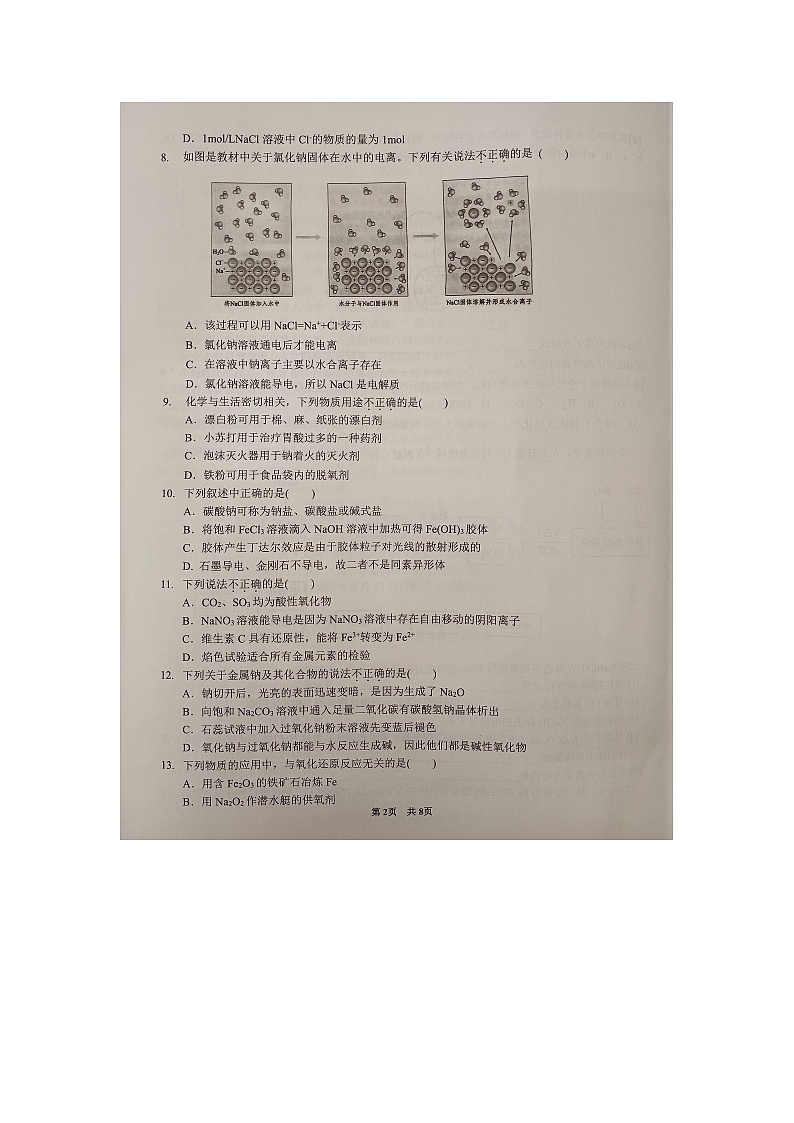 2022-2023七彩阳光高一化学上化学试题第2页