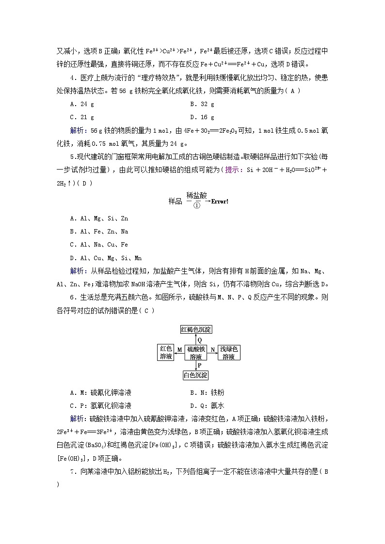 新教材适用2023_2024学年高中化学第3章铁金属材料检测试卷新人教版必修第一册第2页