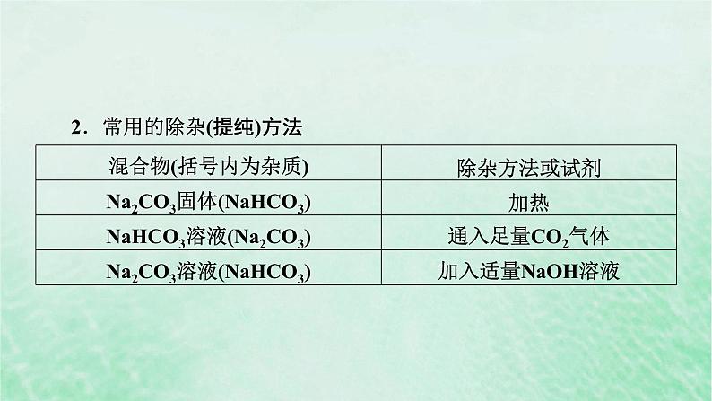 新教材适用2023_2024学年高中化学第2章海水中的重要元素__钠和氯第1节钠及其化合物第4课时碳酸钠与碳酸氢钠的鉴别除杂和计算课件新人教版必修第一册05