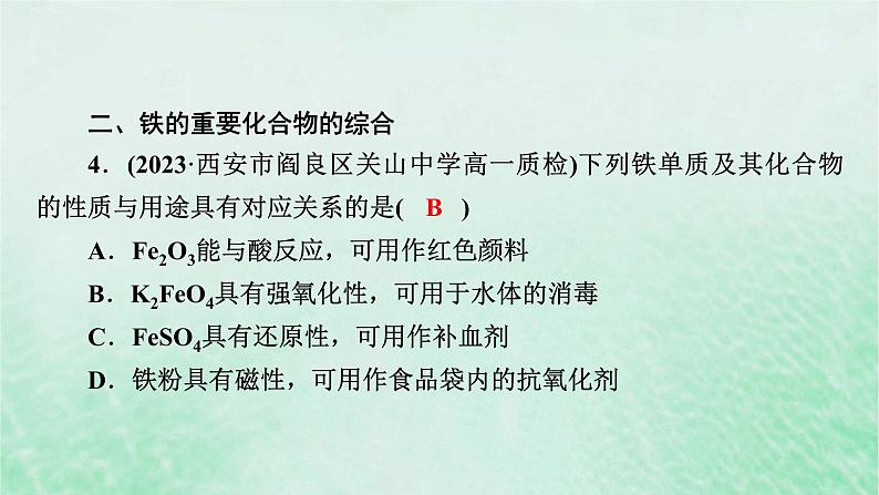 新教材适用2023_2024学年高中化学第3章铁金属材料阶段重点突破练5课件新人教版必修第一册06