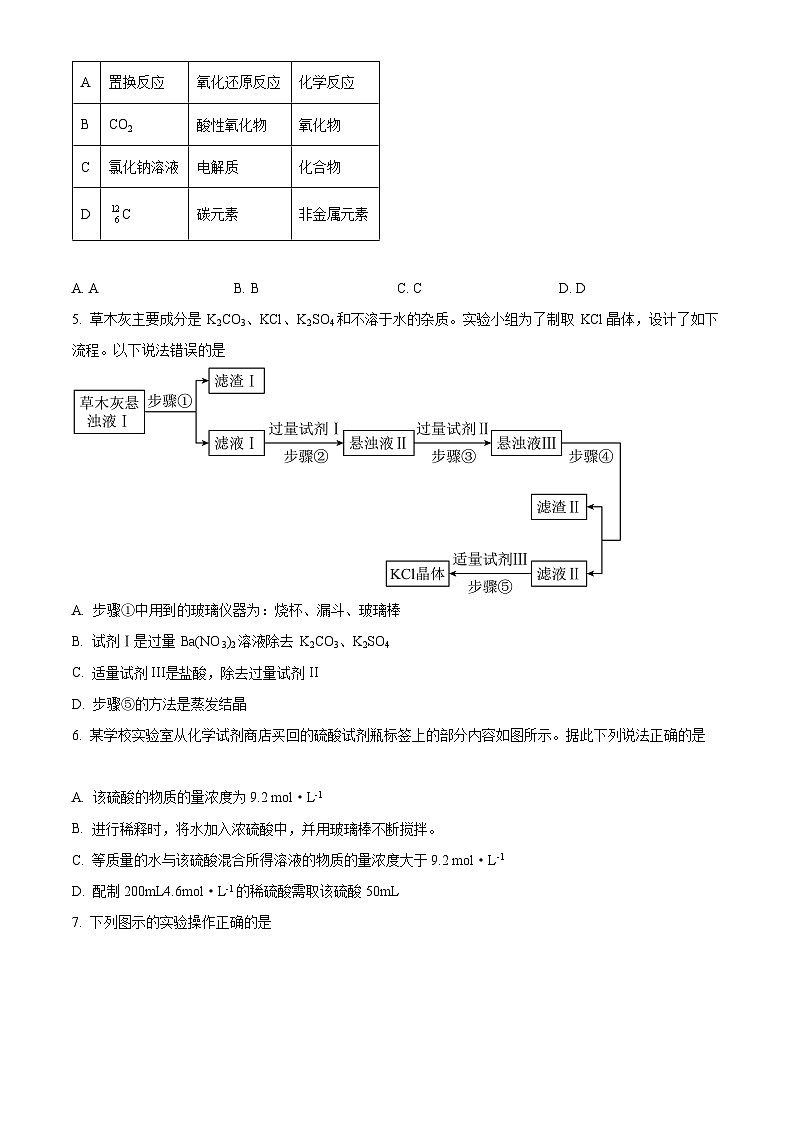 【期中真题】河北省唐山市一中2021-2022学年高一上学期期中考试化学试题 （原卷版）第2页