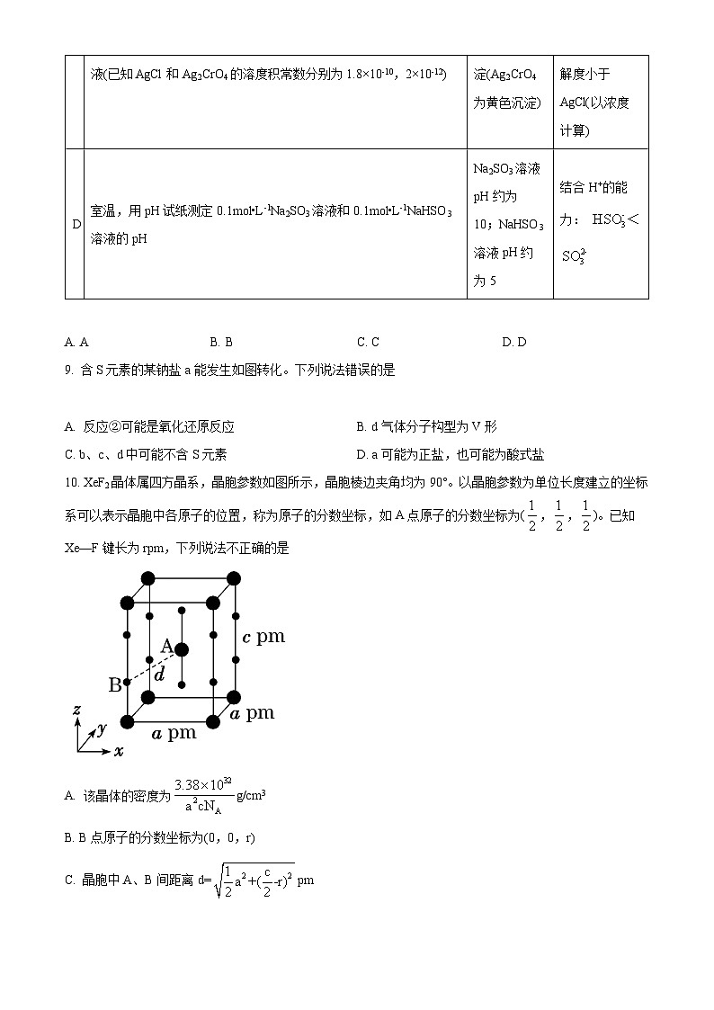 【期中真题】湖北省华中师范大学第一附属中学2021-2022学年高三上学期期中检测化学试题.zip03