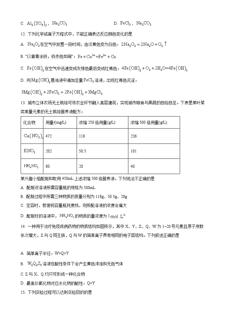【期中真题】陕西省渭南市蒲城县2021-2022学年高三上学期期中考试化学试题（原卷版）第3页