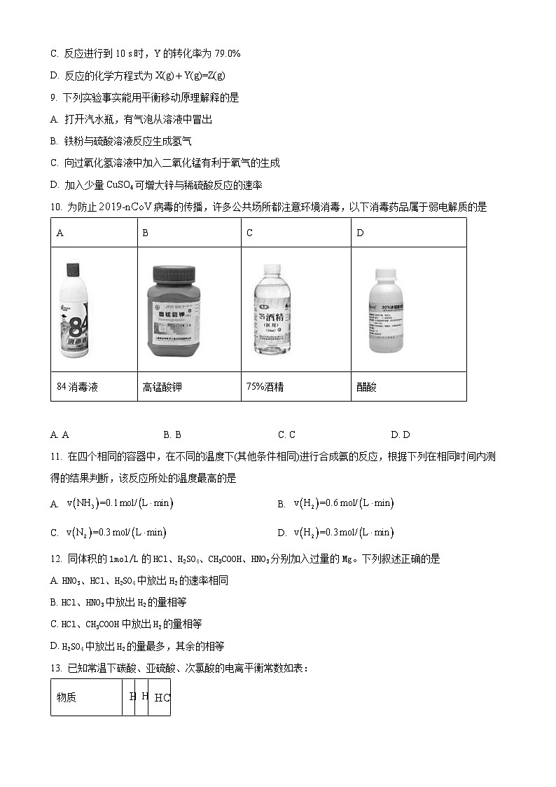【期中真题】内蒙古乌兰察布市部分学校2021-2022学年高二上学期期中联考化学试题（原卷版）第3页