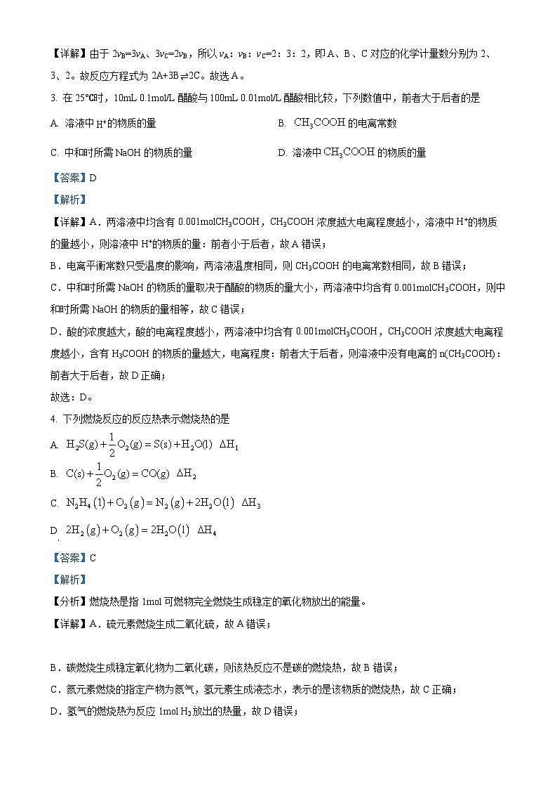 【期中真题】湖北省黄冈市2022-2023学年高二上学期11月期中考试化学试题（解析版）第2页