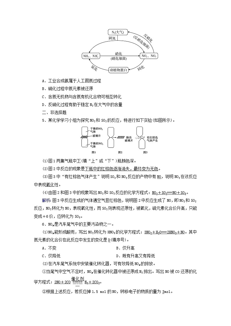新教材2023年高中化学第5章化工生产中的重要非金属元素第2节氮及其化合物第1课时氮气与氮的固定　一氧化氮和二氧化氮提能作业新人教版必修第二册第2页