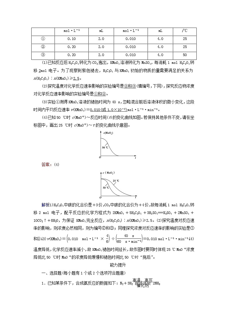 新教材2023年高中化学第6章化学反应与能量第2节化学反应的速率与限度第1课时化学反应的速率提能作业新人教版必修第二册03