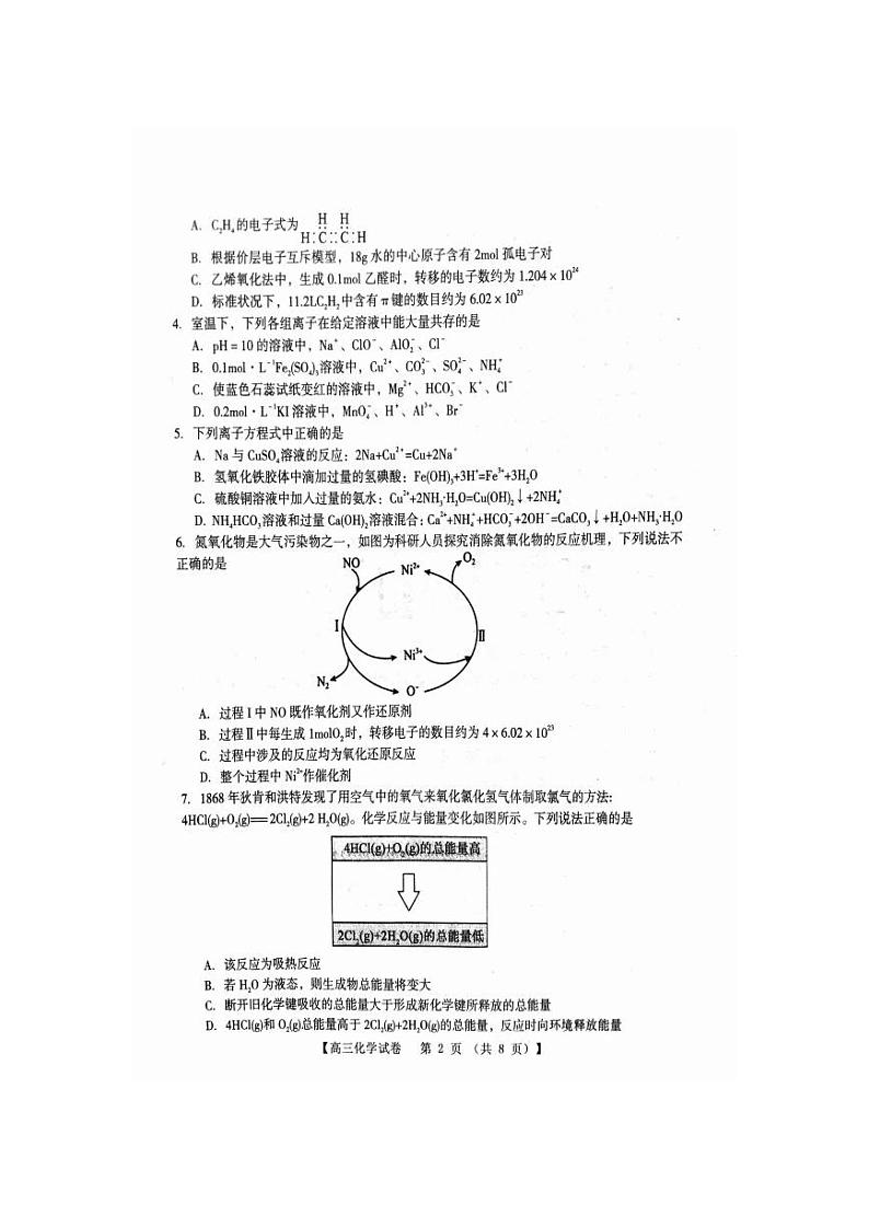 河南省六市联考2023-2024学年高三上学期10月阶段性考试化学试题（扫描版含答案）02