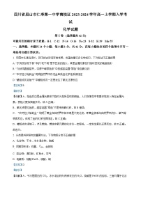 四川省眉山市仁寿第一中学校南校区2023-2024学年高一化学上学期开学试题（Word版附解析）