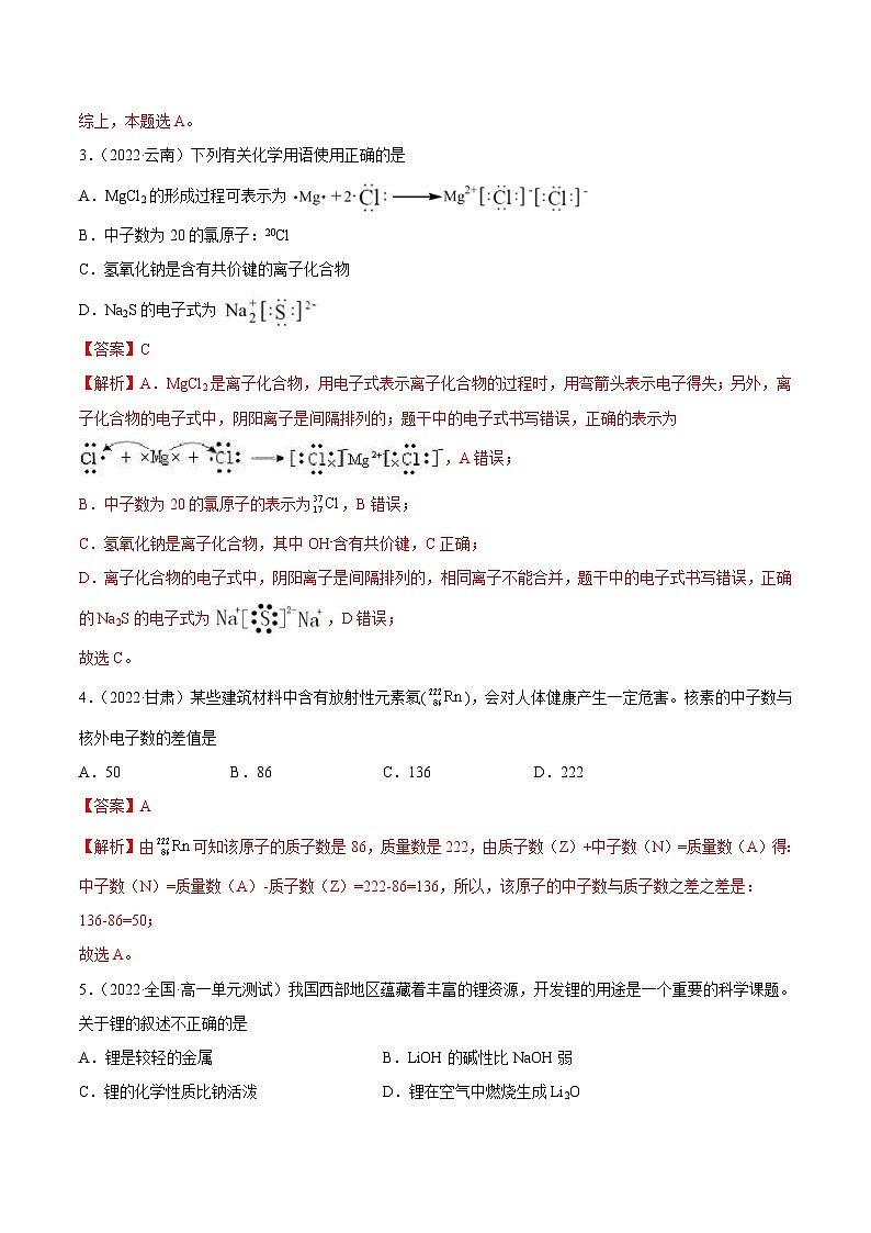 人教版高中化学必修一精品同步讲义第四章 章末测试（含解析）第2页