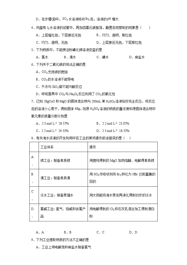 3.3海洋化学资源的综合利用课堂同步练-苏教版高中化学必修第一册02