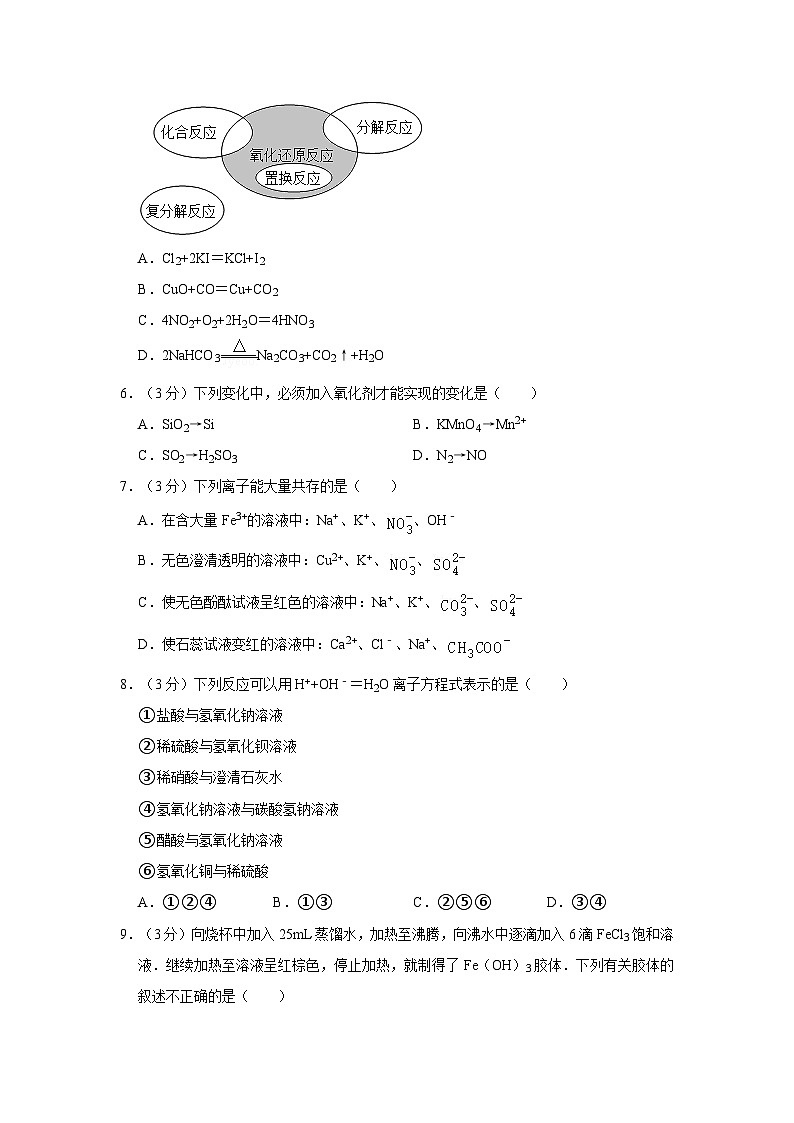 2023-2024学年辽宁省沈阳市郊联体高一（上）月考化学试卷（10月份）02