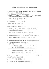 湖北省襄阳市第五中学2023-2024学年高三化学上学期10月月考试题（Word版附答案）