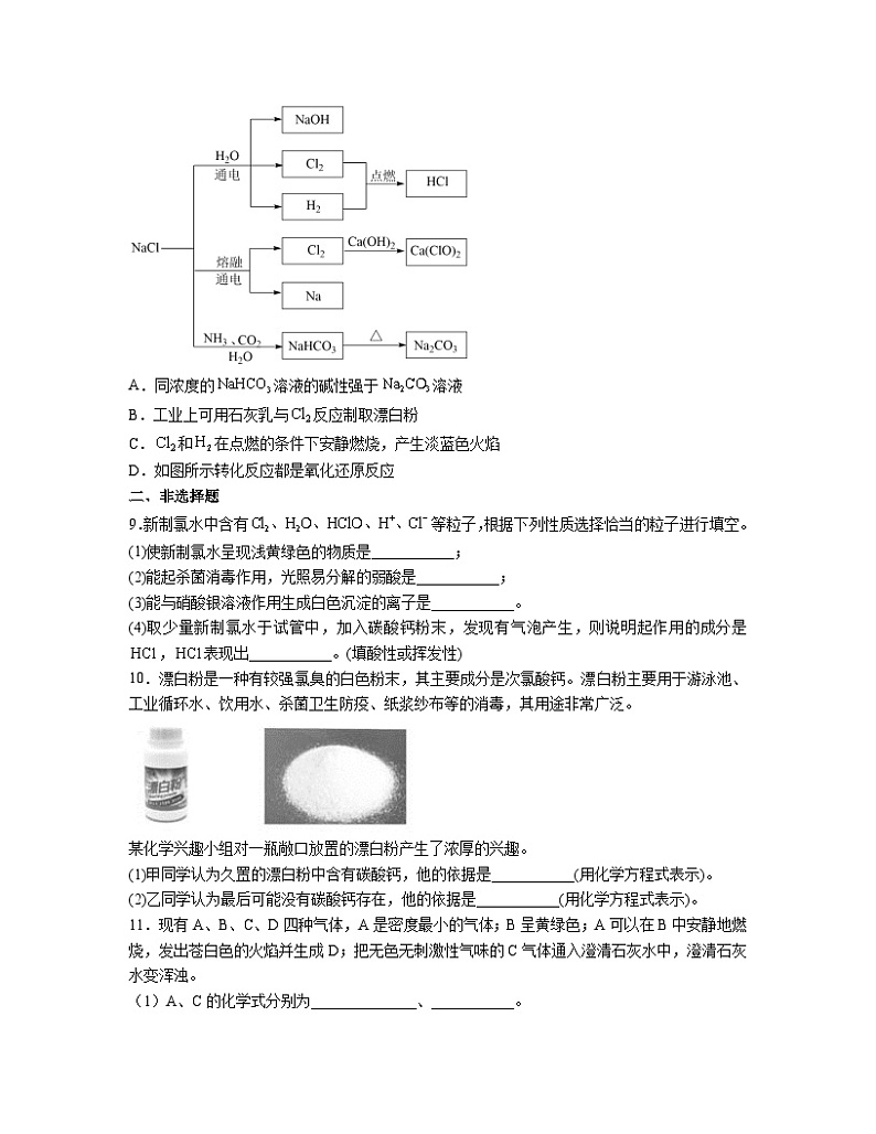 2.2 氯及其化合物 同步练习题 2023-2024学年高一上学期化学人教版（2019）必修第一册第2页