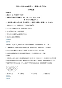 四川省泸县第一中学2023-2024学年高一化学上学期10月月考试题（Word版附解析）