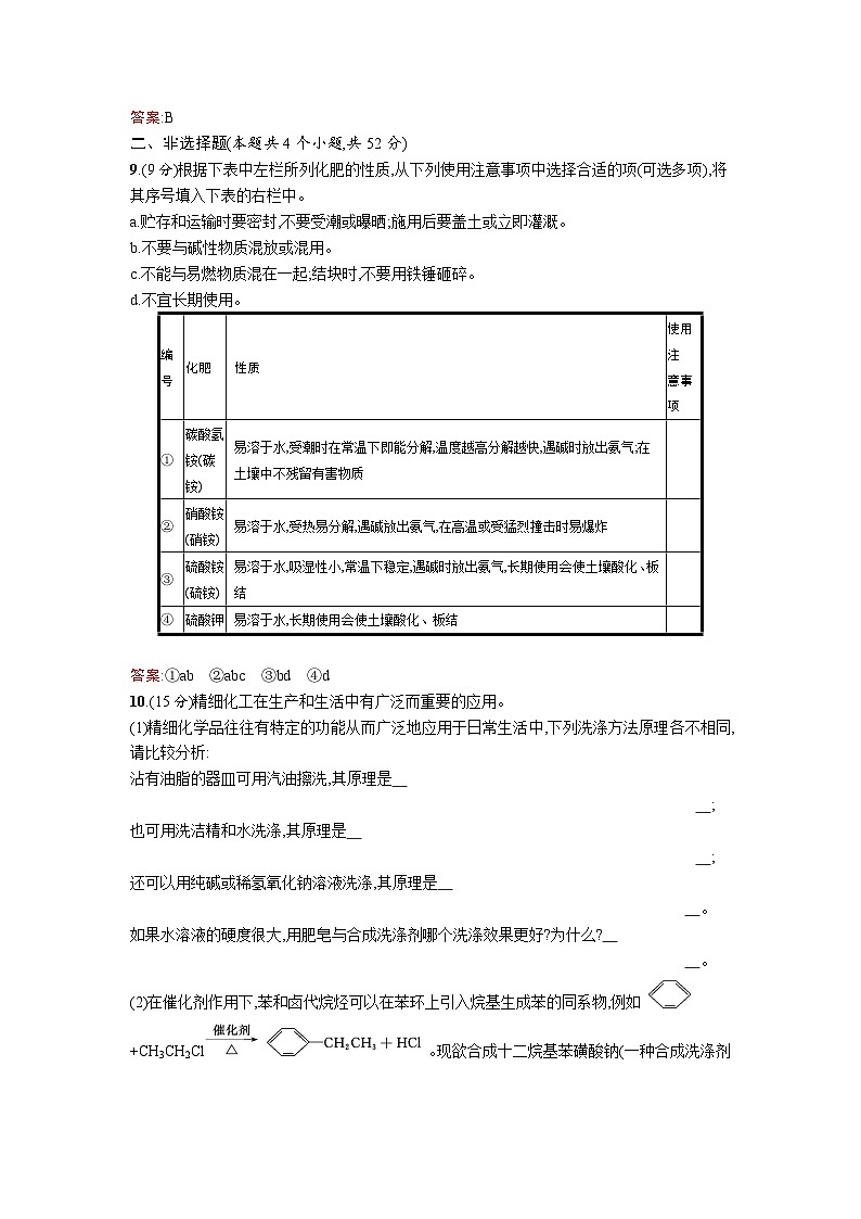 2022年高二化学选修2寒假过关检测（含答案）：04化学与技术的发展第3页