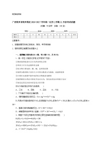 钦州港区高一化学11月月考试题及答案