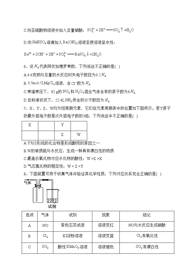 四川省仁寿第一中学南校区2022-2023学年高一下学期3月月考化学试卷(含答案)02