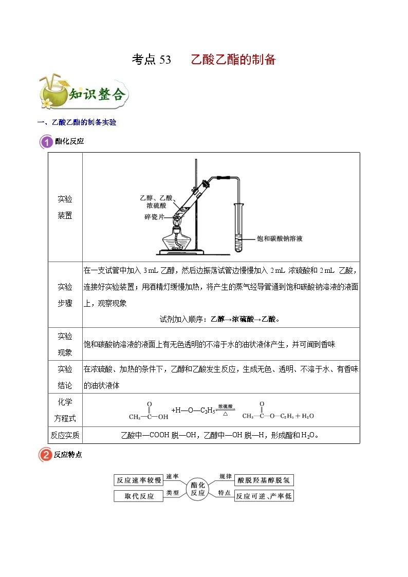 高考化学 考点53 乙酸乙酯的制备学案（含解析）01