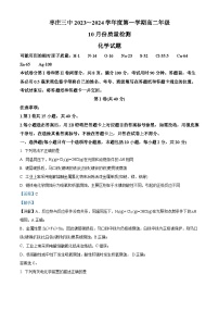 山东省枣庄市第三中学2023-2024学年高二上学期10月月考化学试题（解析版）