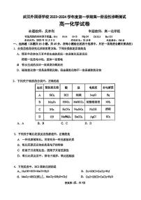 湖北省武汉外国语学校（武汉实验外国语学校）2023-2024学年高一上学期10月月考化学试题