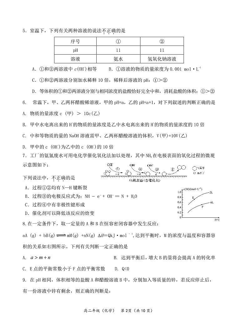 北京市中国农业大学附属中学2023-2024学年高二上学期期中考试化学试题02