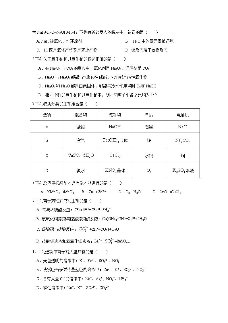 四川省绵阳南山中学实验学校2023-2024学年高一上学期10月月考化学试题第2页