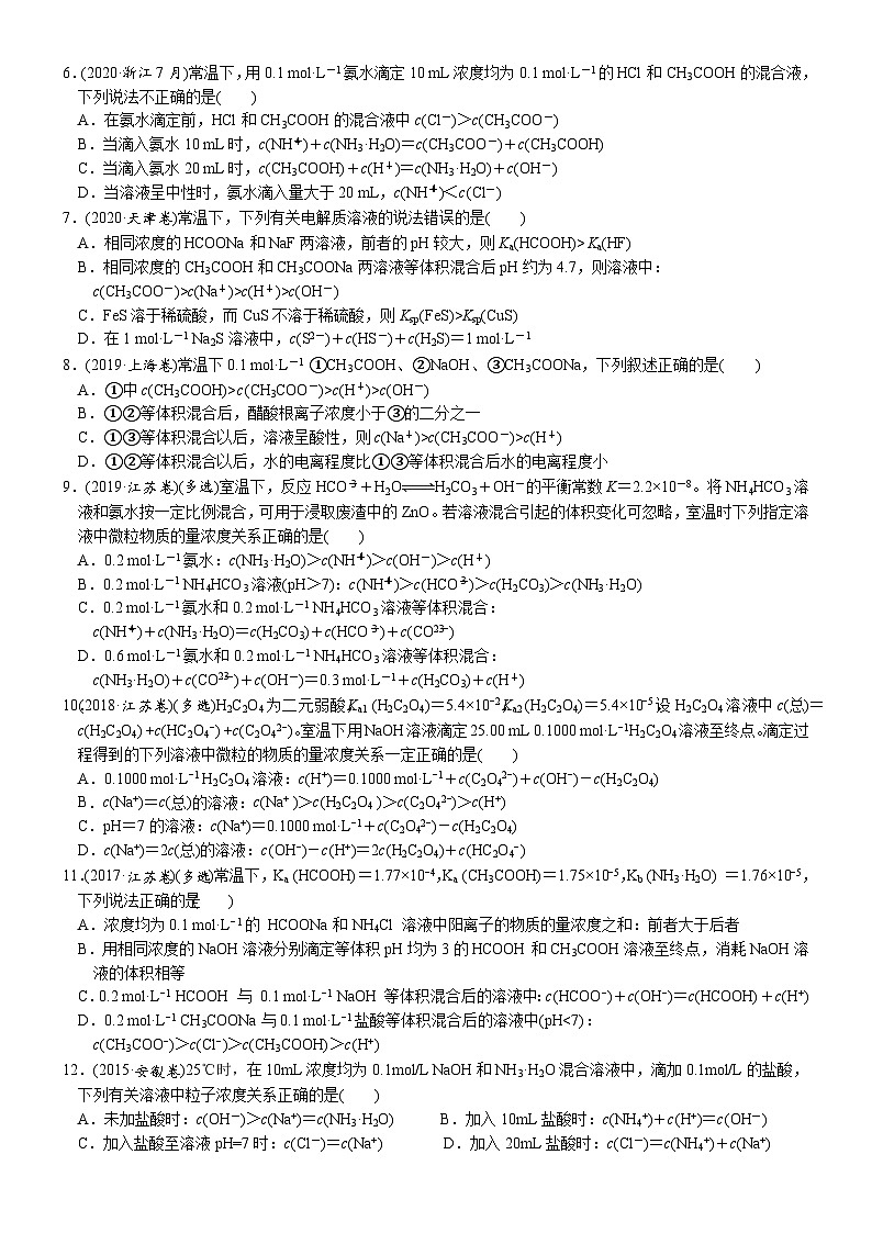 02    考向2   电解质溶液中粒子浓度大小比较（附答案解析）-备战2023年高考化学大二轮专题突破系列（全国通用）第2页