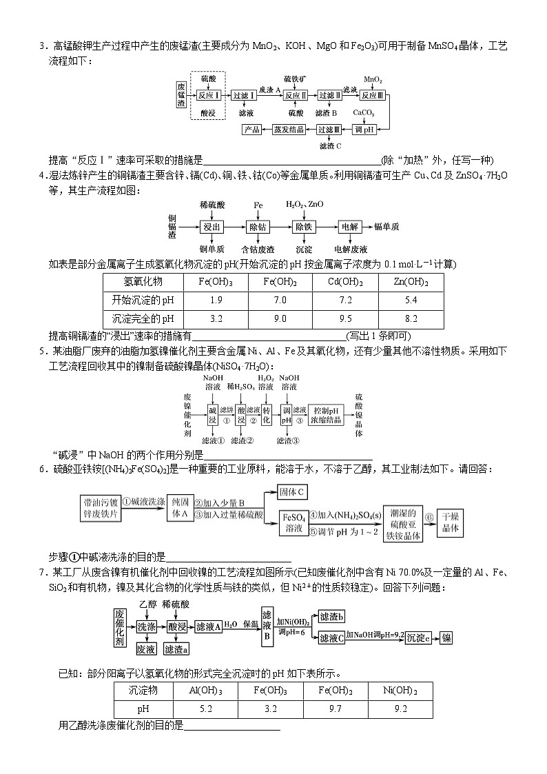 2023届高三化学二轮复习  01  常考题空1 原料预处理的常用方法02
