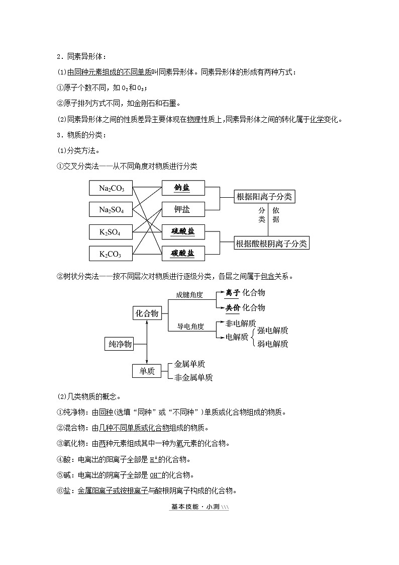 高考化学一轮复习第二章化学物质及其变化第一讲物质的组成性质和分类学案02