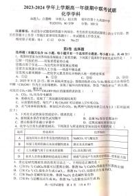 河南省郑州市2023-2024学年高一上学期11月期中大联考化学试题