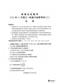 2024河南省湘豫名校联考高三上学期11月一轮复习诊断检测（二）化学PDF版含答案