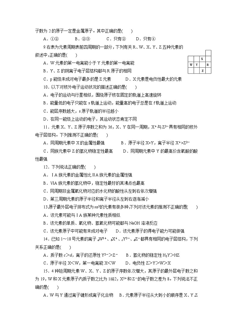 2022年高三化学寒假课时训练：14原子结构与性质 Word版含答案第2页