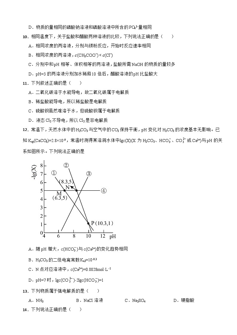 3.1 电离平衡 同步检验 2023-2024学年高二上学期化学人教版（2019）选择性必修1第3页