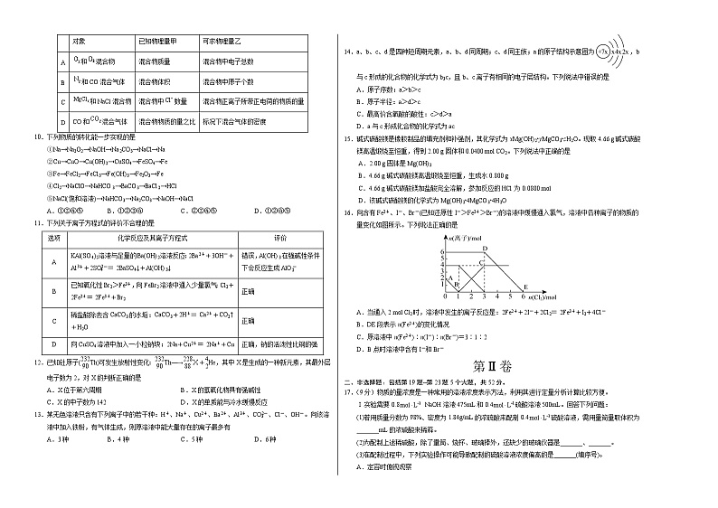 拔高卷-学易金卷：2022-2023学年高一化学上学期期末考前必刷卷（人教版2019）（考试版）第2页