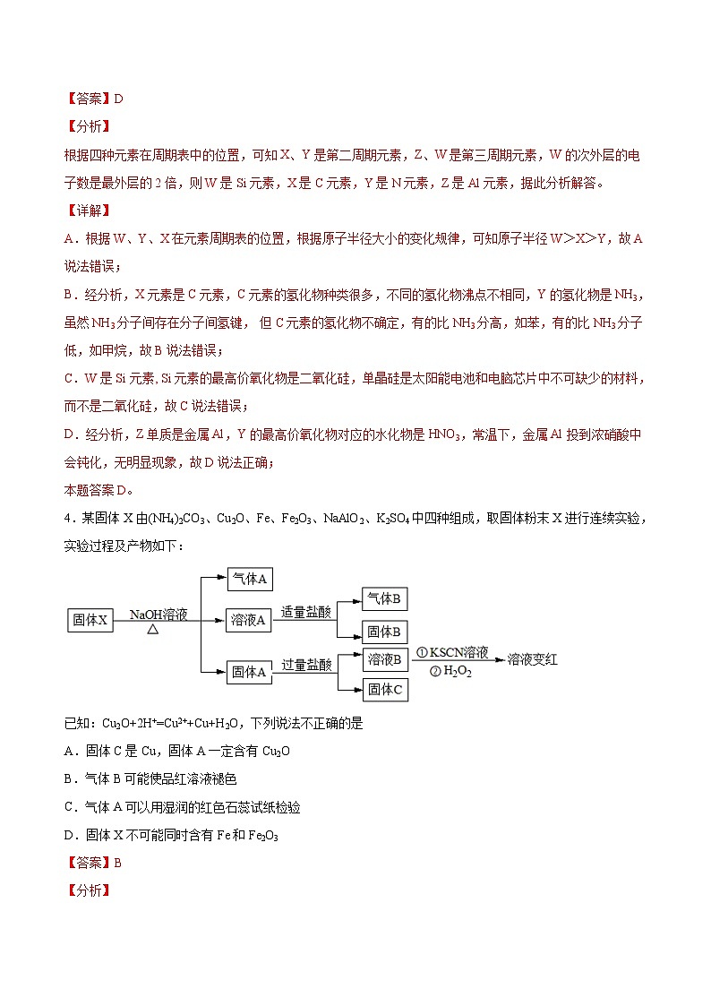 必刷02 非金属元素及其化合物推断题-2020-2021学年高一化学下学期期末复习核心考点必刷200题（人教版2019必修第二册）（解析版）第3页