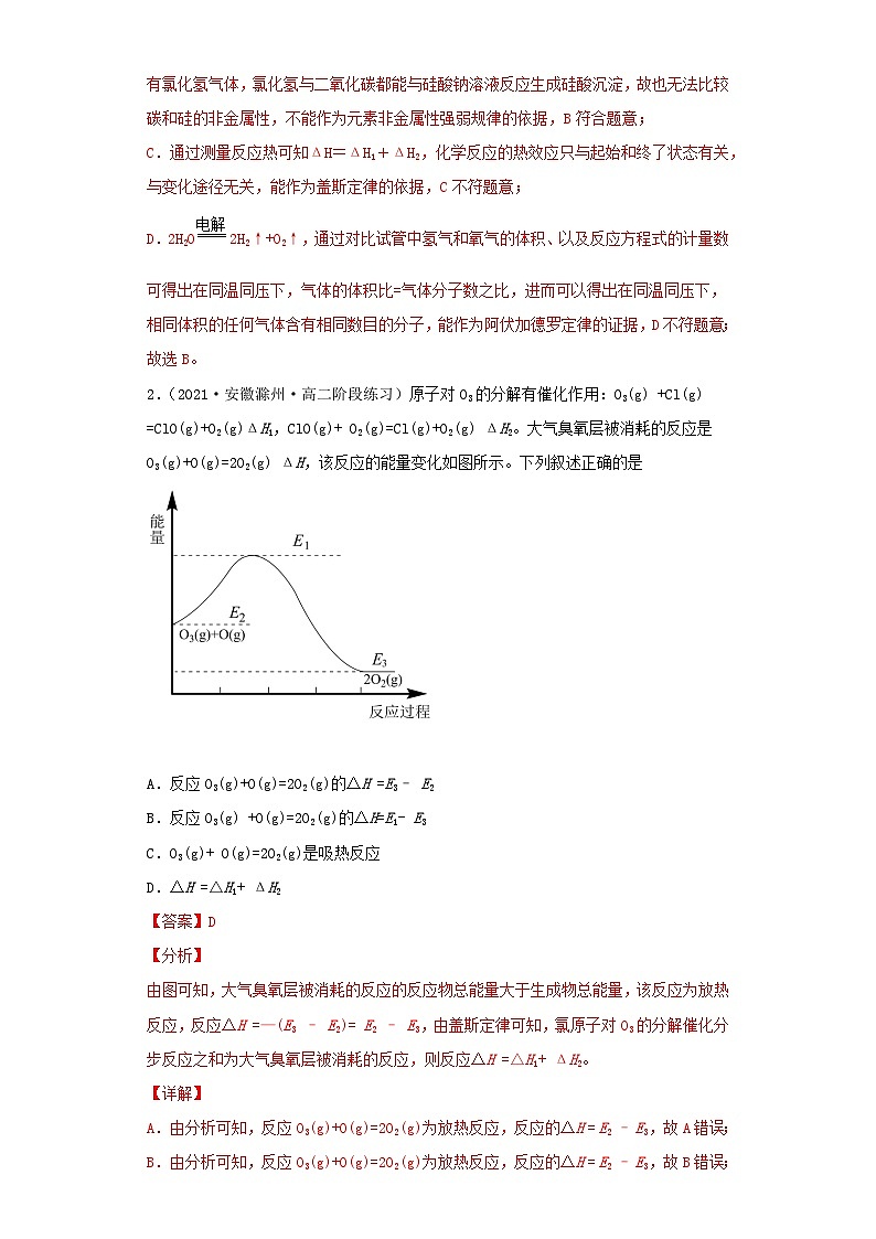 第一章 化学反应的热效应-2021-2022学年高二化学上学期期末检测核心素养卷（人教版2019选择性必修1）（提升卷）（解析版）02