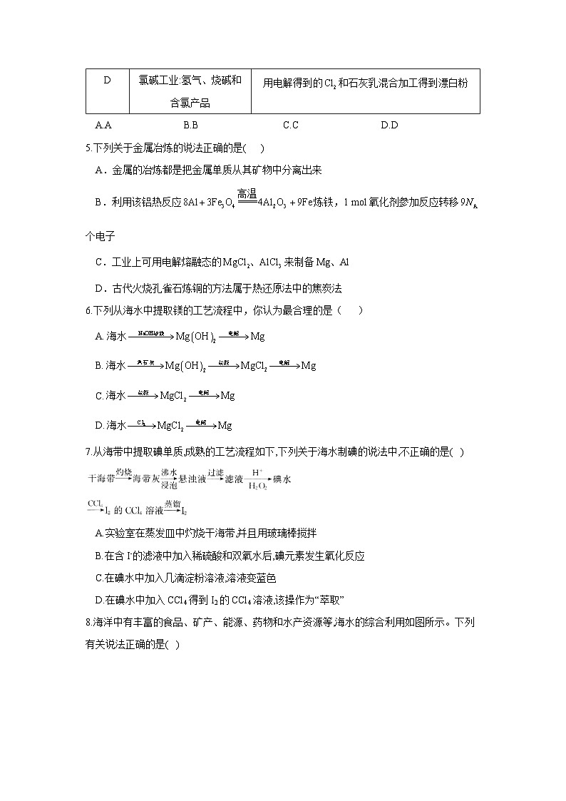 第8章化学与可持续发展 章末测试-【新教材】2020-2021学年人教版（2019）高中化学必修第二册期末复习（含解析）第2页