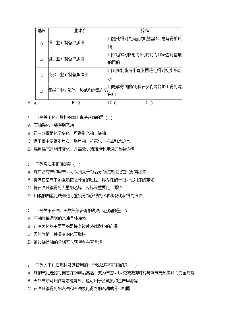 第八章 化学与可持续发展 -（习题演练）- 2021-2022学年高一化学期末考点汇总与习题演练（人教版2019必修第二册）（原卷版）第2页