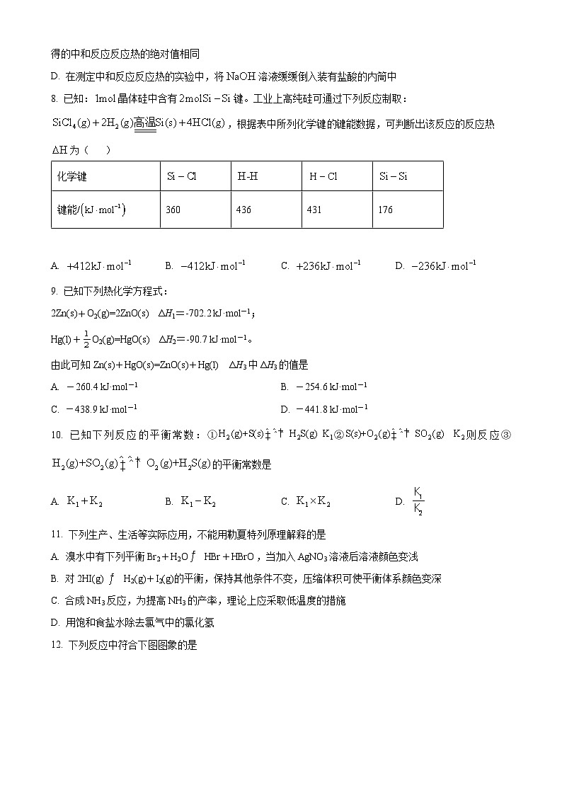 甘肃省兰州市教育局第四片区联考2023-2024学年高二上学期期中化学试题（原卷版）第2页