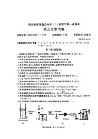 2024湖北省部分重点中学高三上学期11月月考联考化学试题PDF版含答案