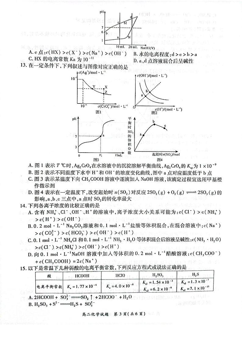 商丘名校2023-2024学年上期期中联考高二化学试题第3页