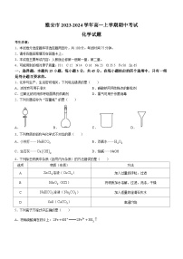 四川省雅安市2023-2024学年高一上学期期中考试化学试题（含解析）